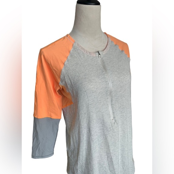 Lululemon orange gray 3/4 sleeves zipper up athletic top - Picture 4 of 8
